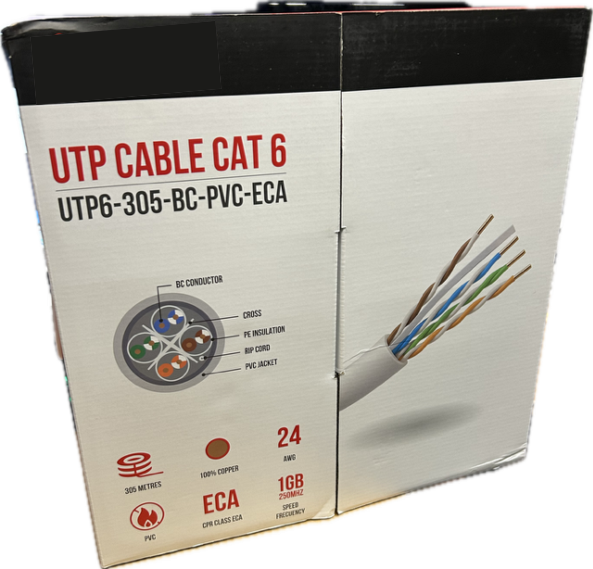 UTP cable Cat6 305M CU copper in box color gray 99.9% copper