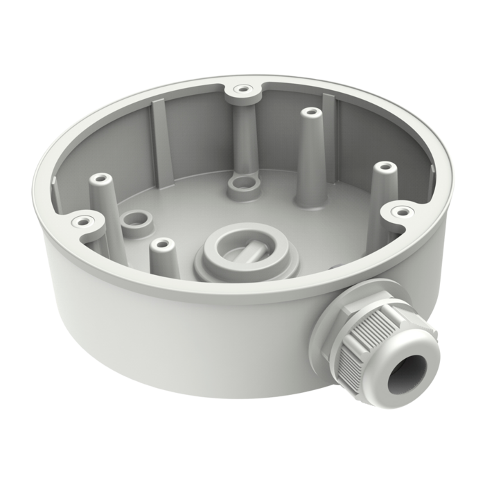 Hikvision DS-1280ZJ-PT6 - Junction box - For dome cameras - Suitable for outdoor use - Wall or ceiling installation - Cable pass - Color white 42 (H) x 137 (Ø) mm