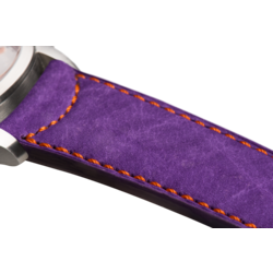 Bracelet plein en nubuck violet surpiqué orange