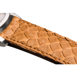 Bracelet plein en python brun clair surpiqué brun