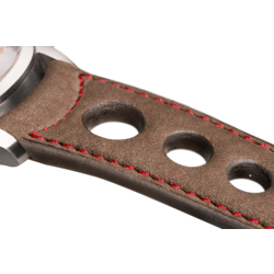 Bracelet aéré en nubuck taupe surpiqué rouge