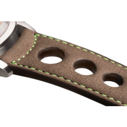 Bracelet aéré en nubuck taupe surpiqué vert fluo
