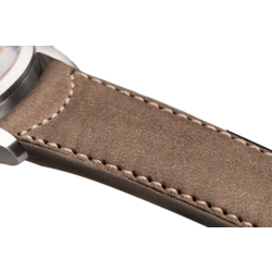 Bracelet plein en nubuck couleur taupe supiqué écru