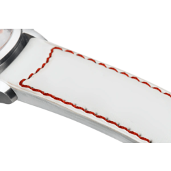 Bracelet plein en cuir blanc surpiqué rouge