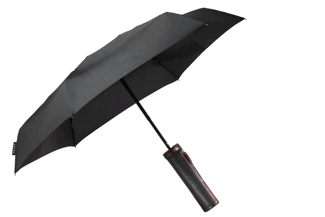 Parapluie Noir surpiqué Rouge