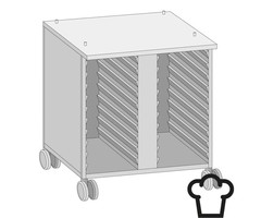 Rational RVS onderstel - met zijwanden/achterwand en 20 x 1/1 GN (verrijdbaar)
