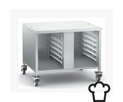 Rational RVS onderstel - met zijwanden en 14 x 1/1 GN en verrijdbaar