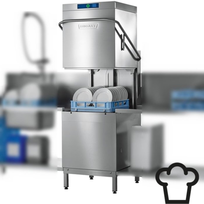 Hobart AMXS-10B Doorschuif vaatwasmachine (met ingebouwde waterontharder)