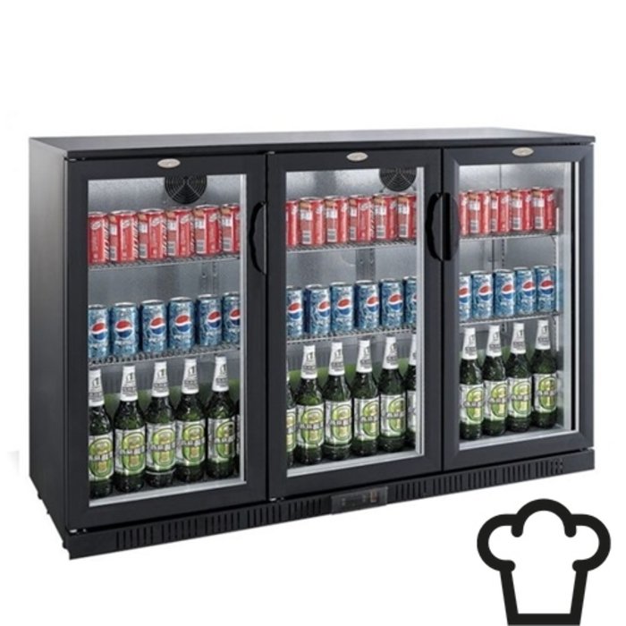 Combisteel Barkoeler zwart 3 openslaande deuren 330L