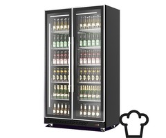 Combisteel Koelkast 2 glazendeuren zwart