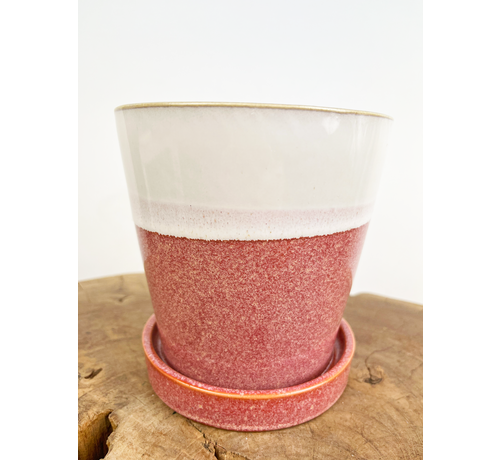 Pot Saartje Roze-Wit | ⌀13x14cm