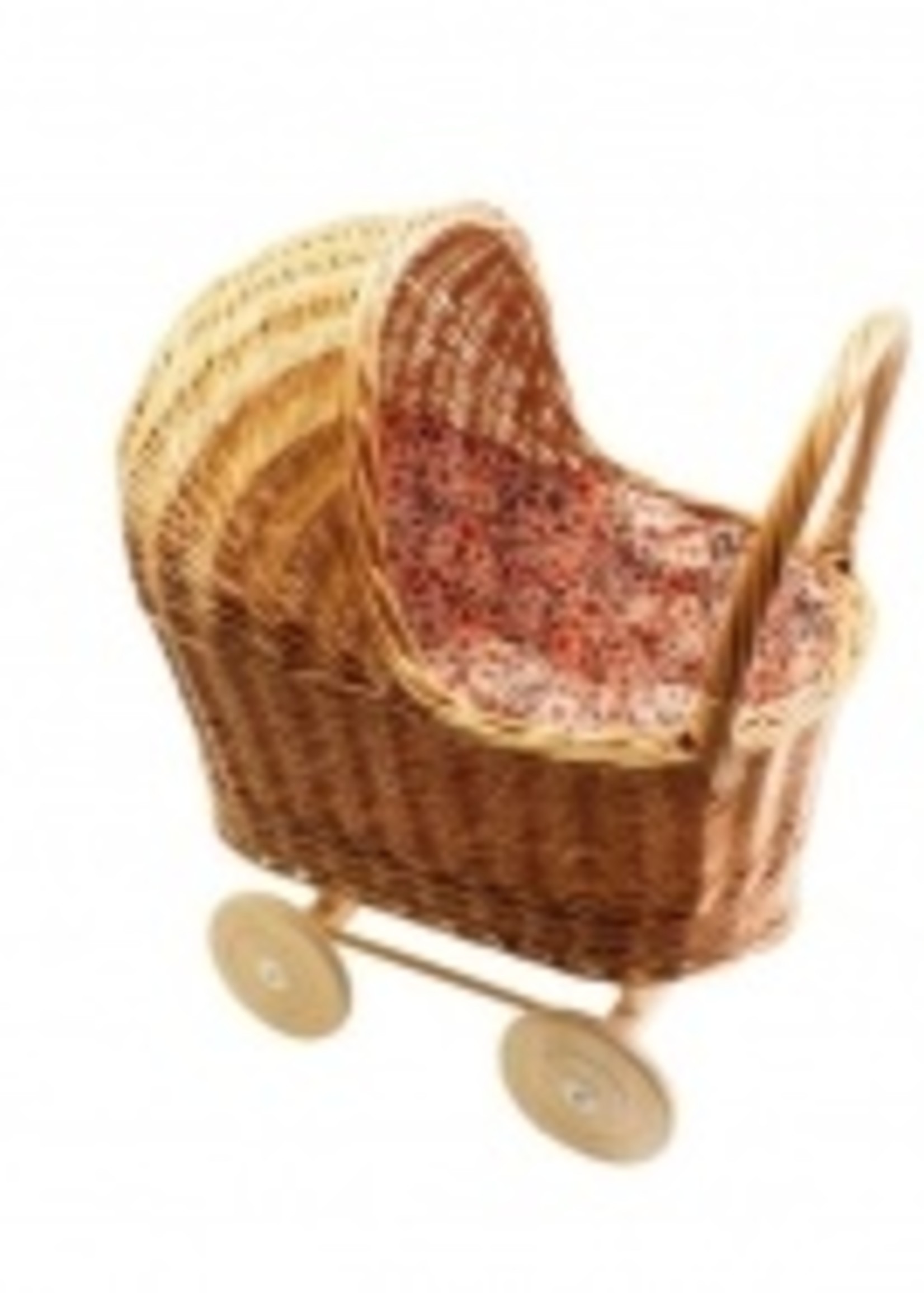 Hollie | Rieten poppenwagen met kap |retro flowers - HO1014