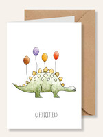 Juulz Juulz illustrations | Wenskaart A6 - Stegosaurus gefeliciteerd