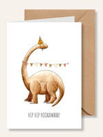 Juulz Juulz illustrations | Wenskaart A6 - Brontosaurus hip hip hoorawwr