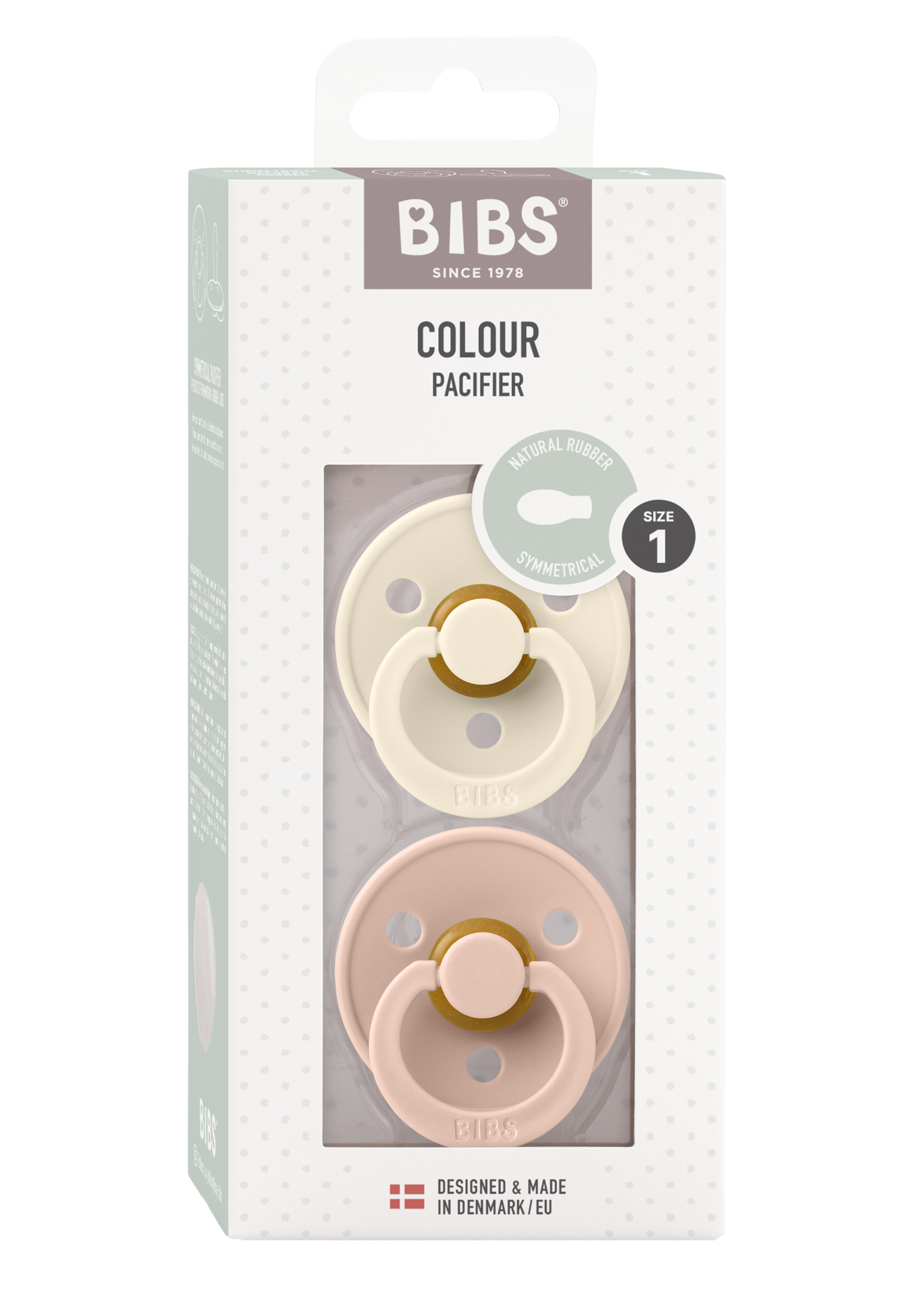 Bibs Bibs | Colour speen latex 2 pack SYMMETRISCH - Ivory/Blush - Size 1
