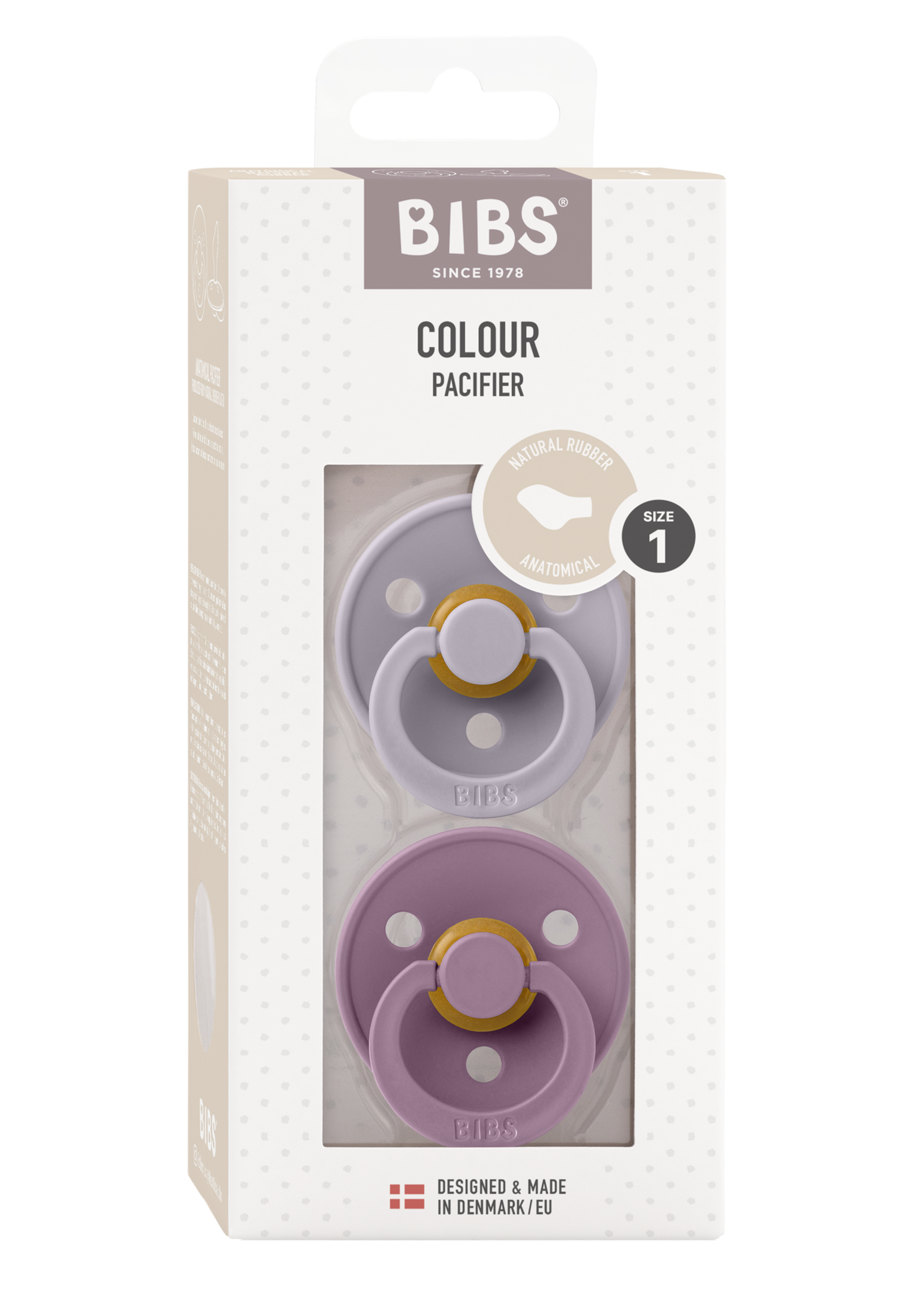 Bibs | Colour speen latex 2 pack ANATOMIC - Fossil Grey/Mauve - Size 1