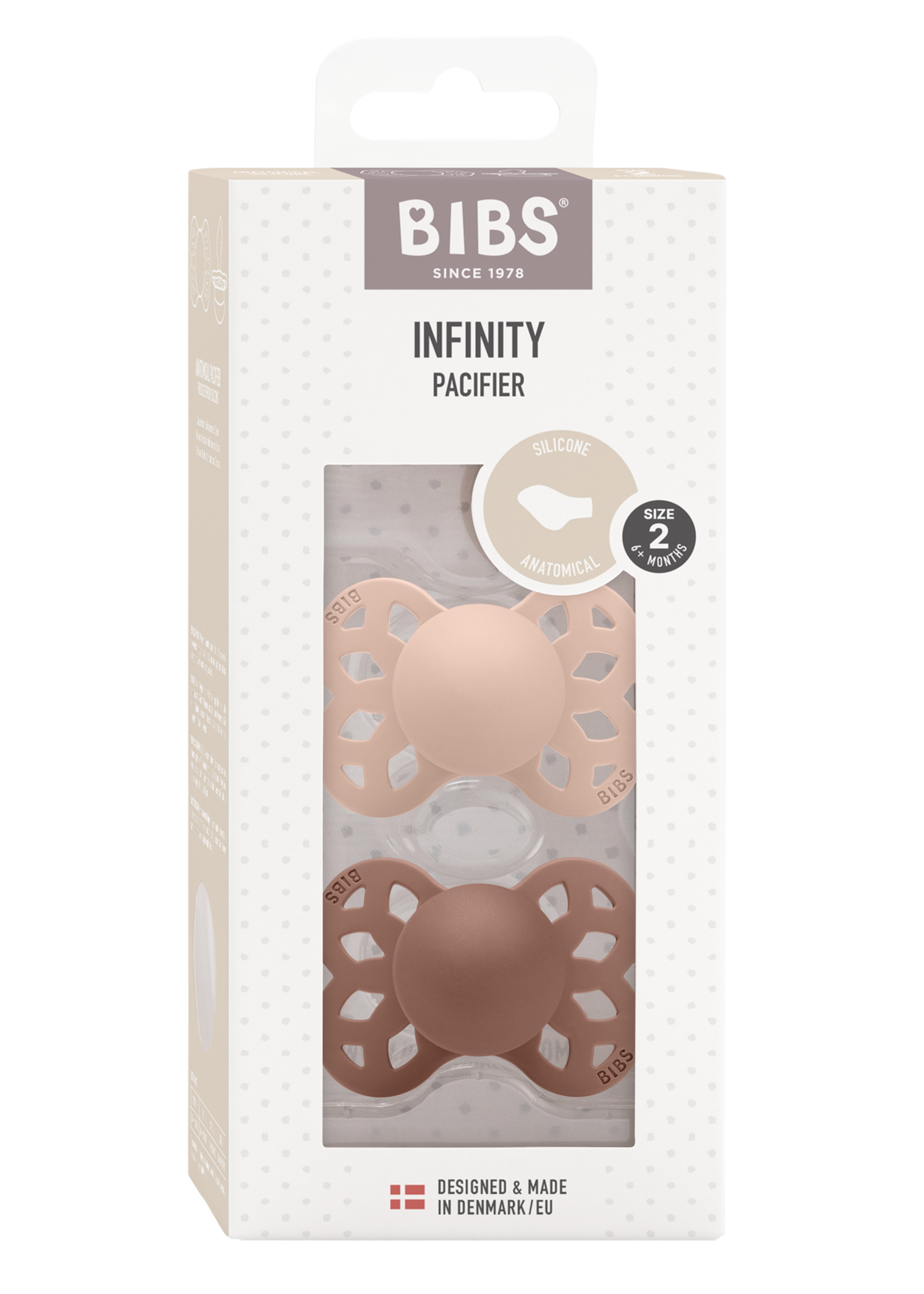 Bibs Bibs | Infinity speen Anatomic -   Silicone 2 pack - Woodchuck / Blush - Size 2