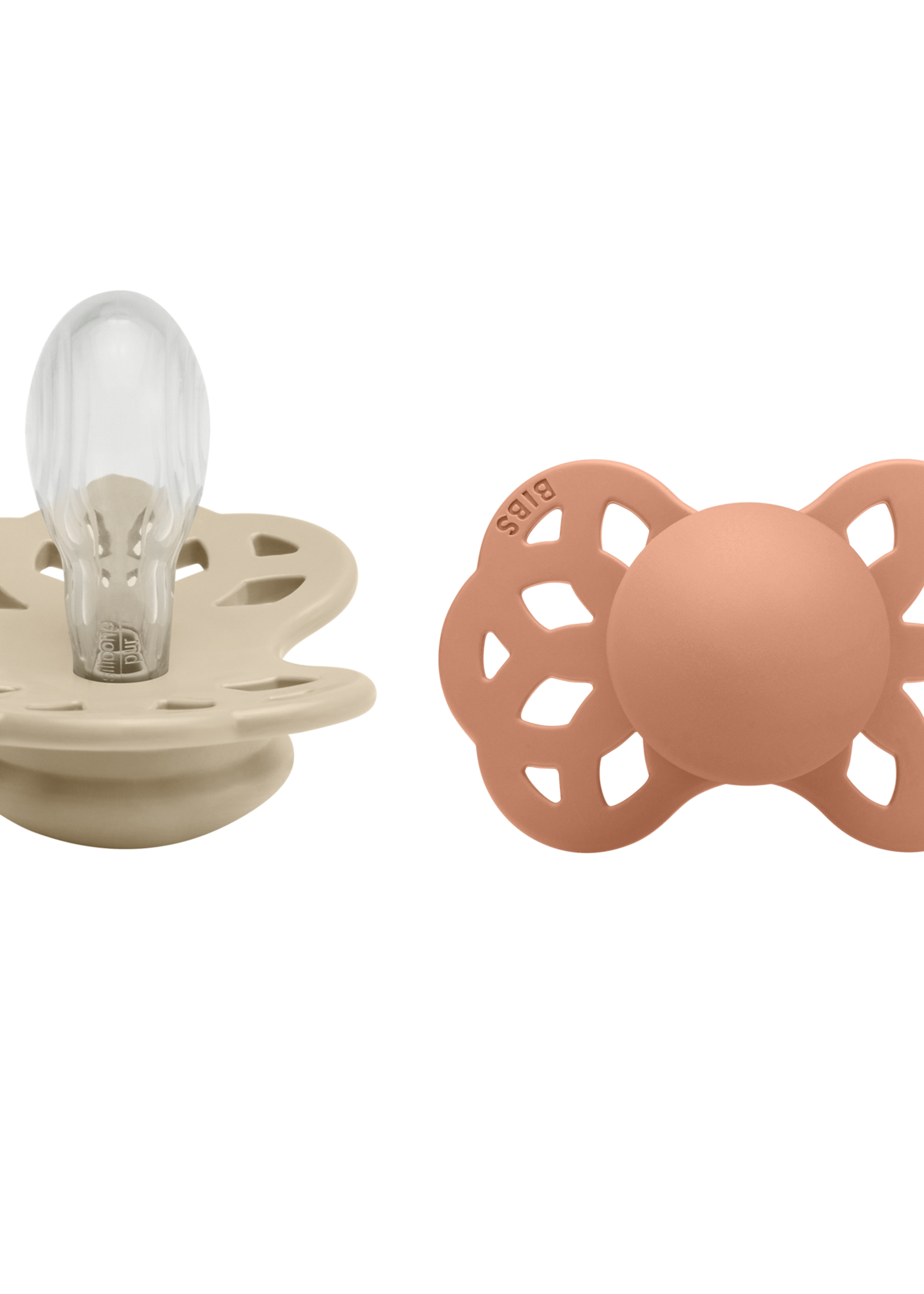 Bibs Bibs | Infinity speen Symmetrical -   Silicone 2 pack - Vanilla / Peach  - Size 2