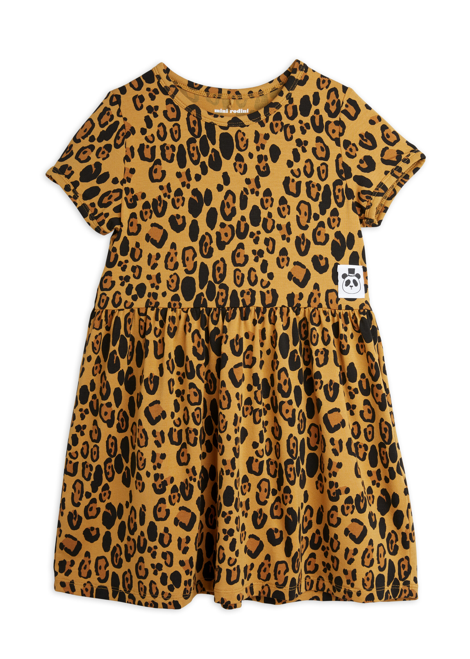 Mini Rodini MINI RODINI | Basic leopard ss dress TENCEL™ - Beige