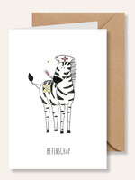 Juulz Juulz illustrations | Wenskaart A6 - Beterschap zebra