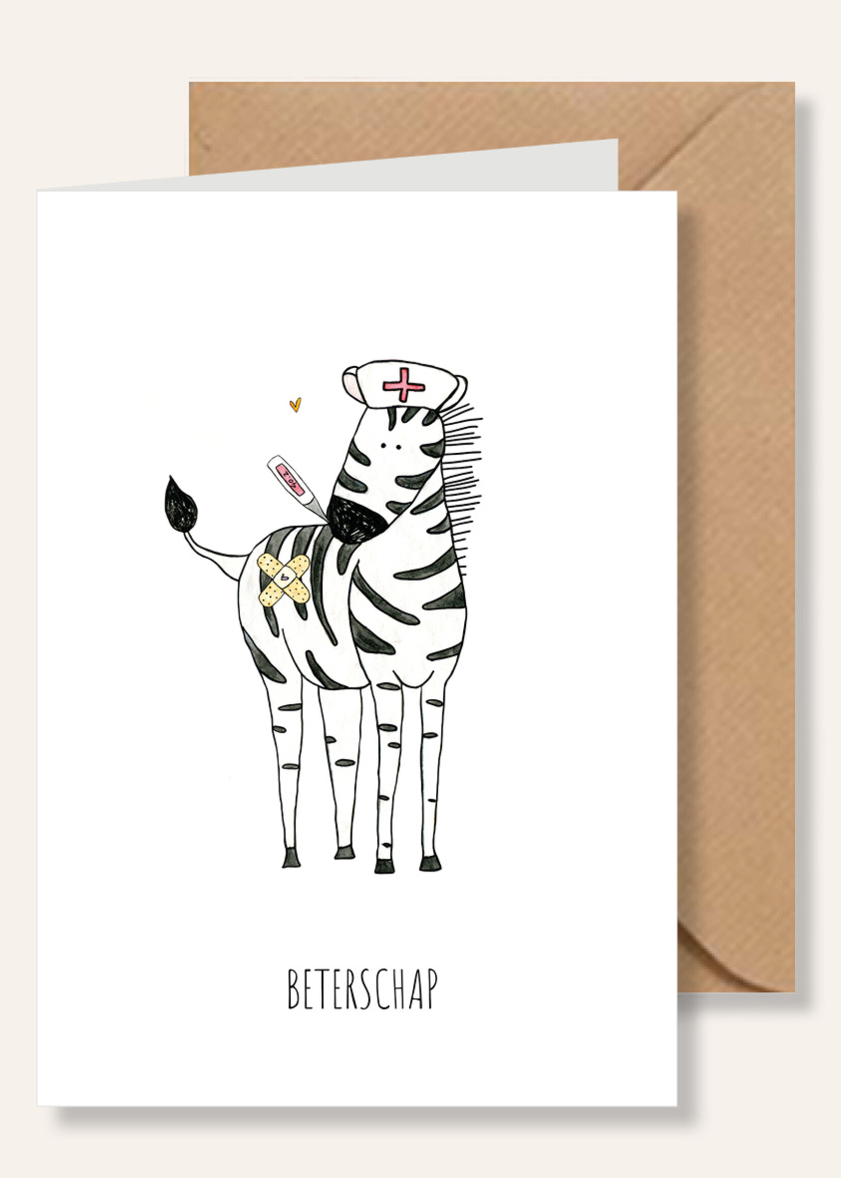 Juulz Juulz illustrations | Wenskaart A6 - Beterschap zebra