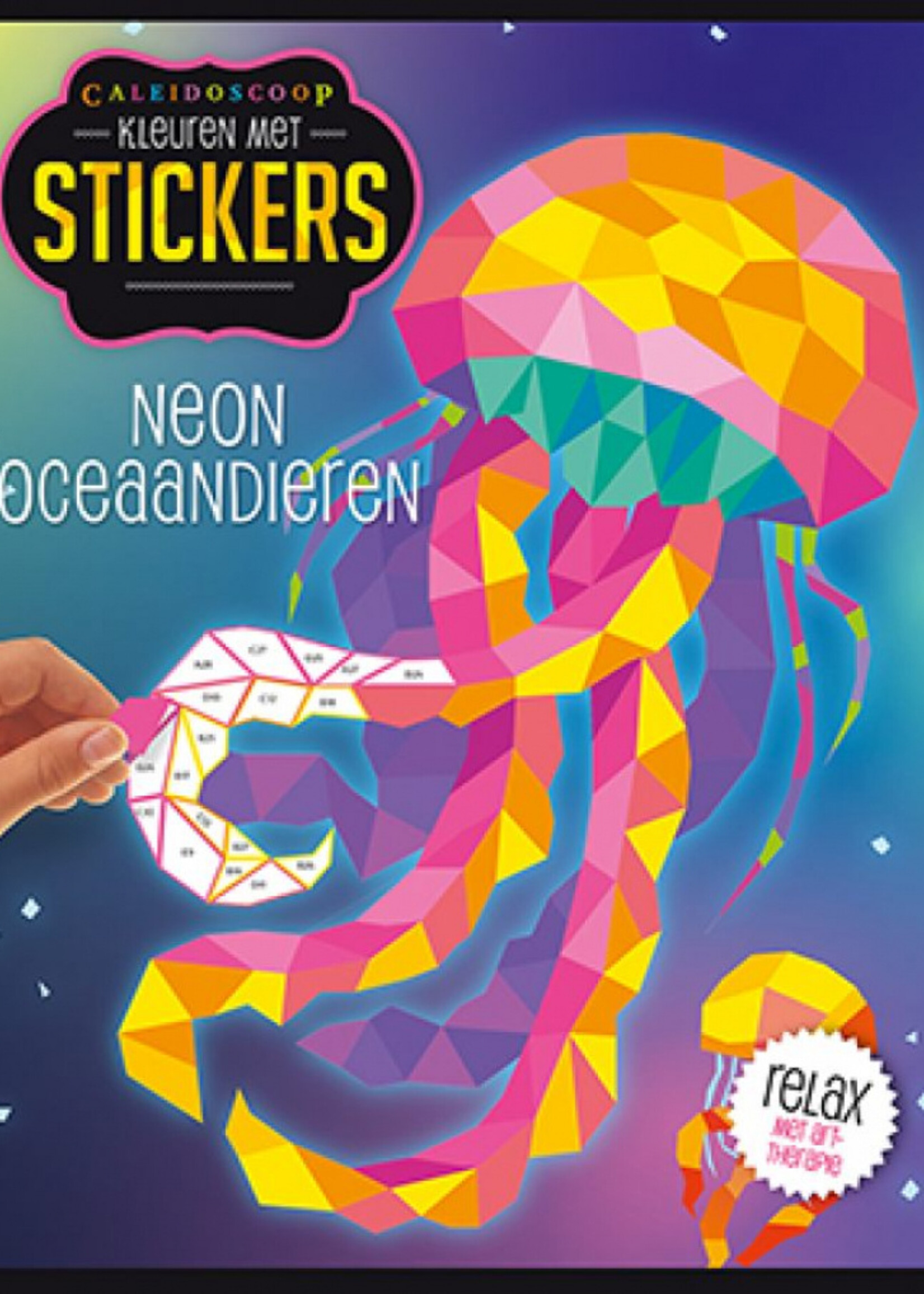 Kleuren met stickers - Neon oceaandieren