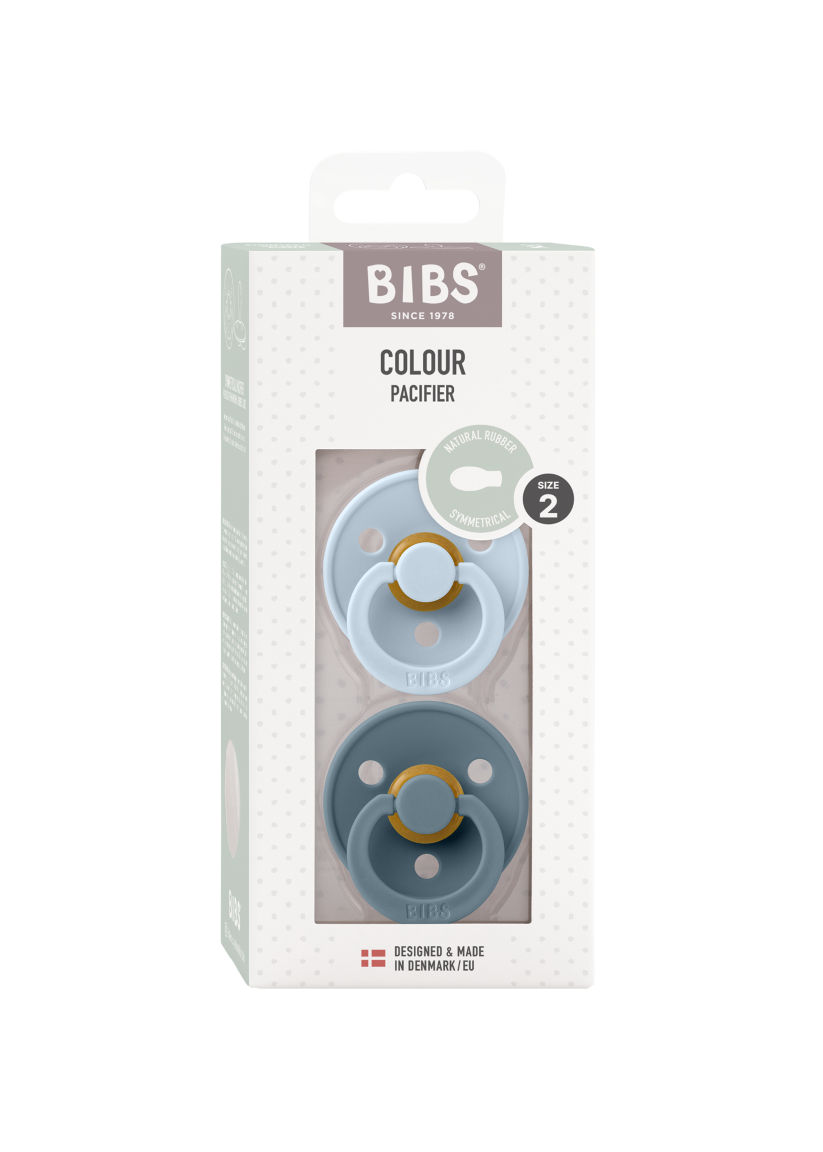 Bibs Bibs | Colour speen latex 2 pack SYMMETRISCH - Baby Blue/ Petrol - Size 2