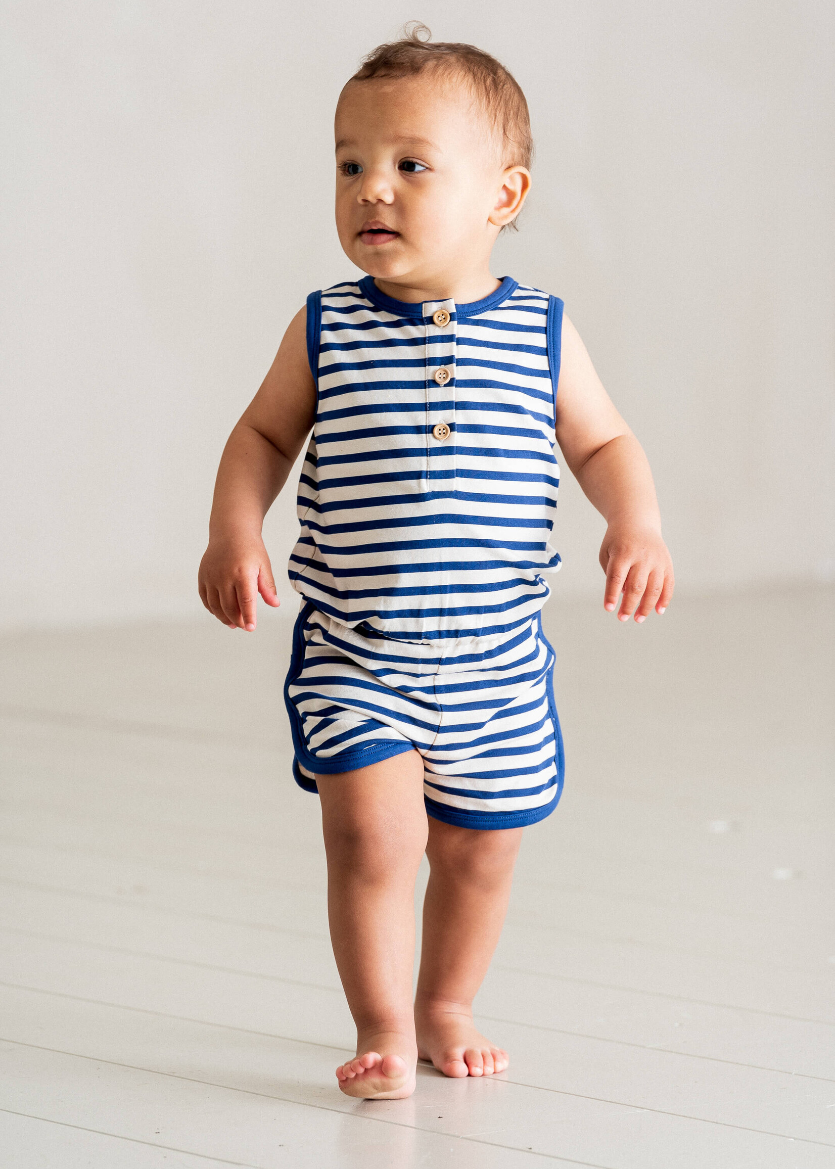 House of Jamie House of Jamie | Sleeveless Gymsuit - Deep Blue Lines