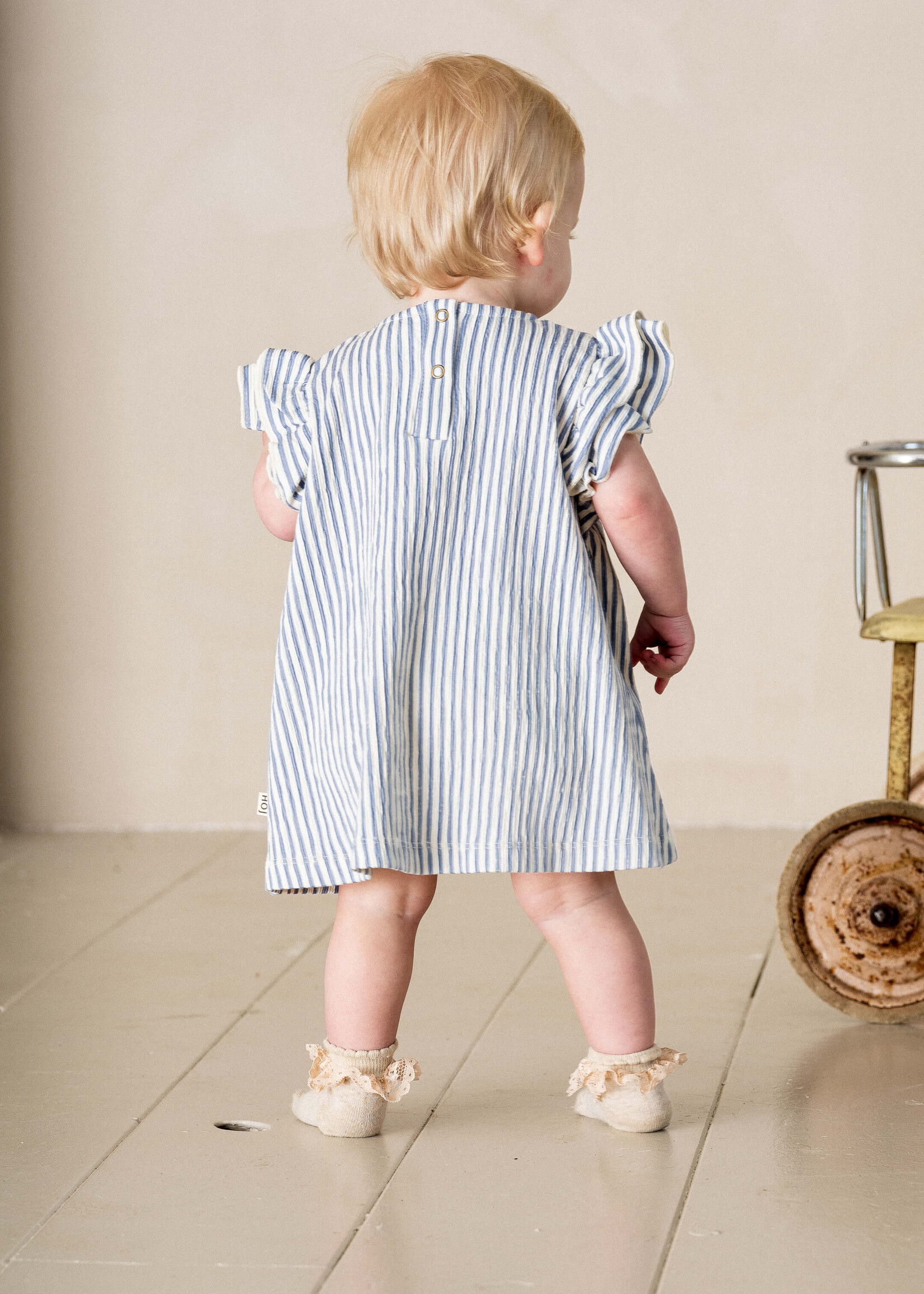 House of Jamie House of Jamie | Baby Tunic Dress - Cloud Blue Vertical Stripes