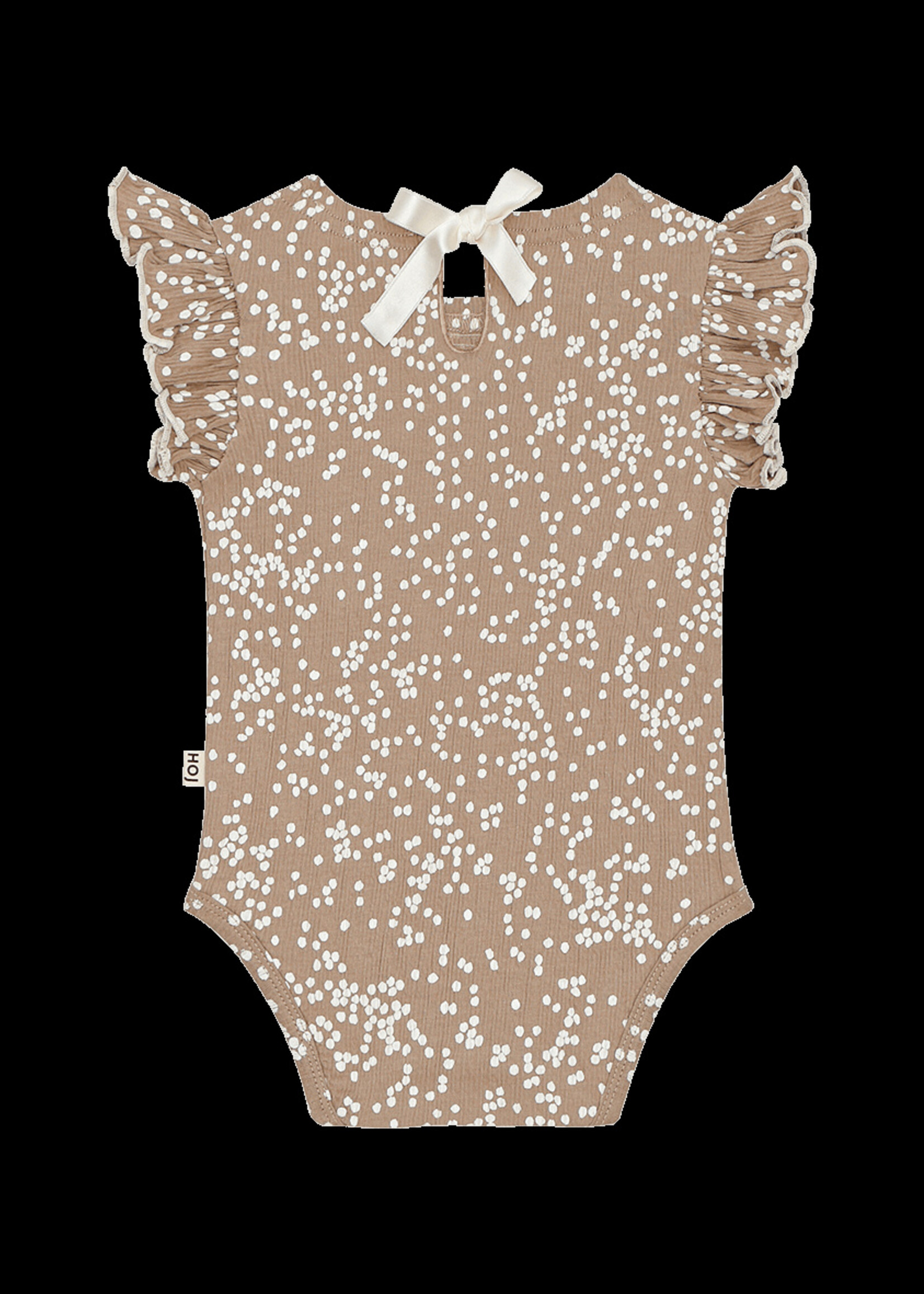 House of Jamie House of Jamie | Ruffled Bodysuit - Latte Little Dots