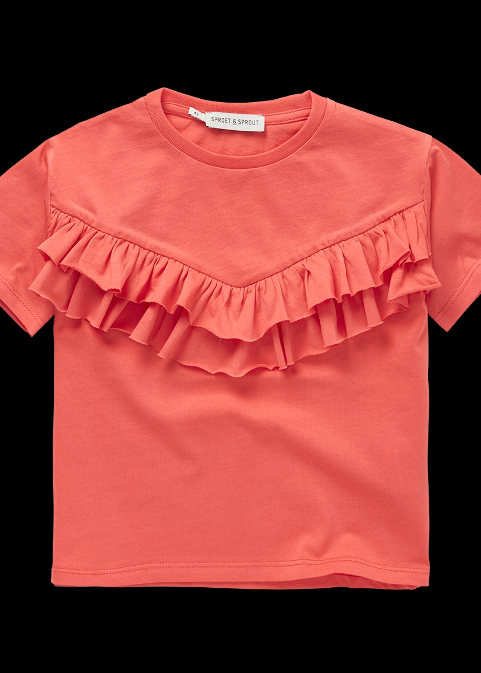 Sproet&Sprout Sproet&Sprout | T-shirt ruffle coral – Coral