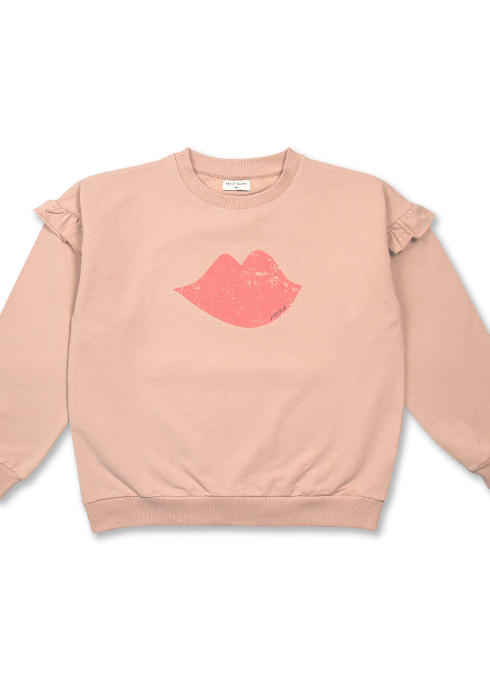 Petit Blush Petit Blush | Ruffle Sweater "KISS" - Brazillian Sand