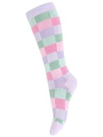 Melton Melton | Check Knee Socks - Cloud Lilac - col.4111