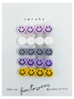 imruby imruby | Set van 5 smiley clips - roze, creme, zilver, lila en geel