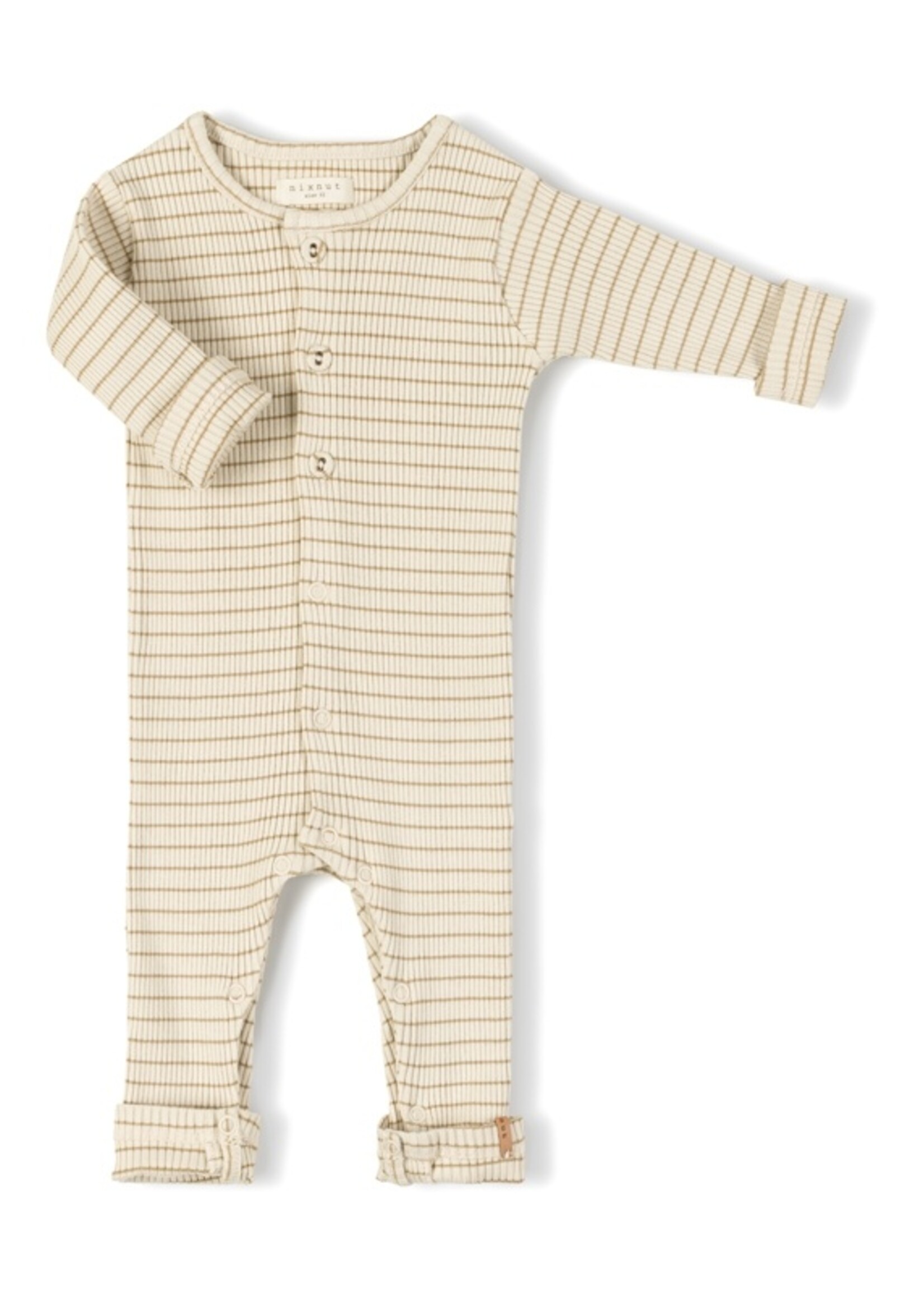 Nixnut Nixnut | Rib Onesie - Biscuit Stripe