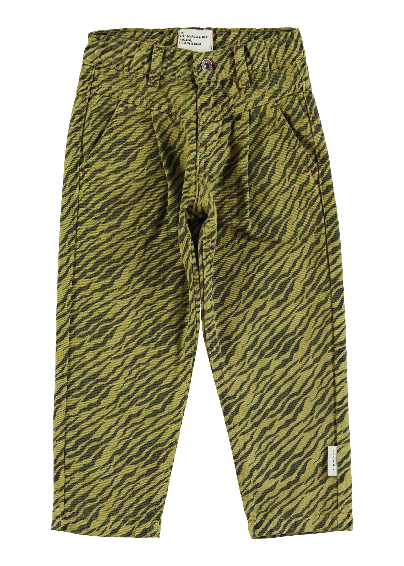 Piupiuchick Piupiuchick | Mom fit trousers - Olive green w. zebra print