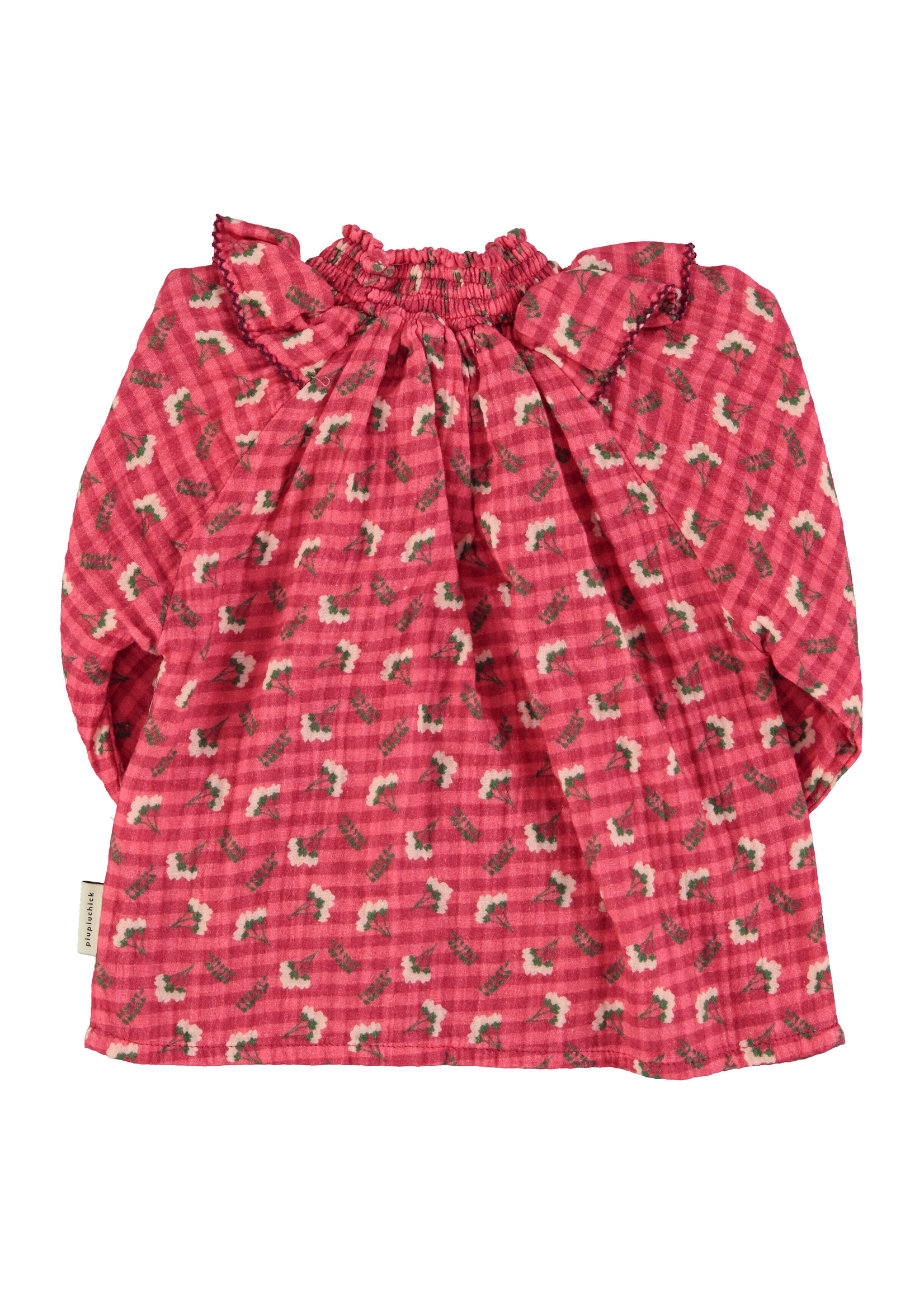 Piupiuchick Piupiuchick | Blouse - Pink checkerd w. flowers