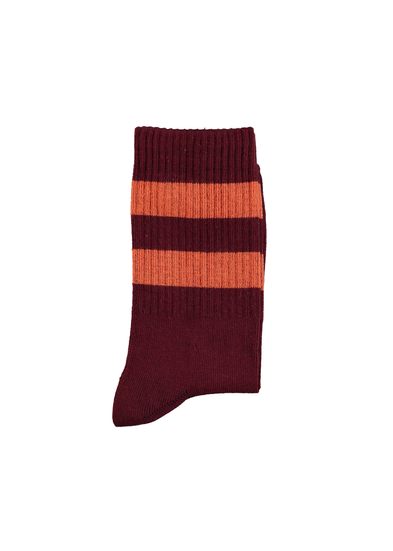 Piupiuchick Piupiuchick | Socks - Bordeaux w. orange stripes