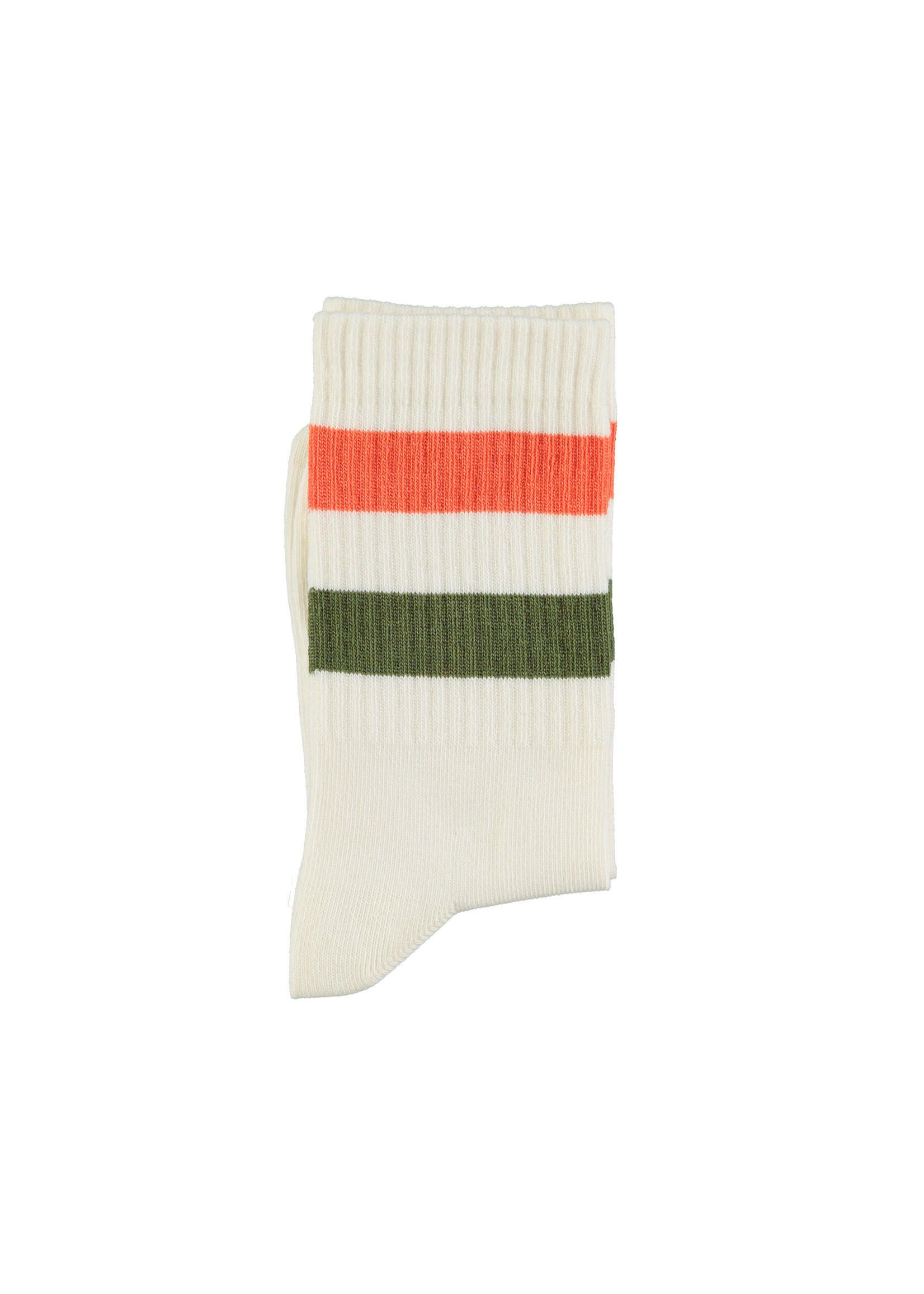 Piupiuchick Piupiuchick | Socks - Ecru w. green & orange stripes