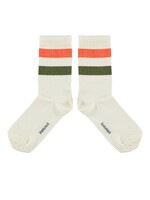 Piupiuchick Piupiuchick | Socks - Ecru w. green & orange stripes