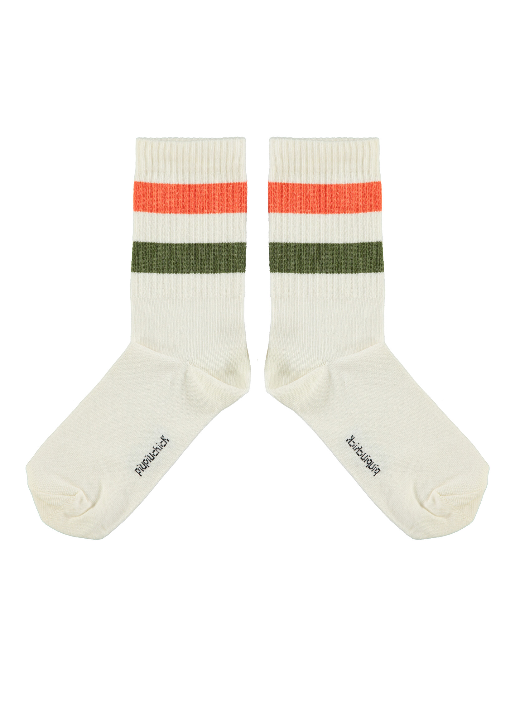 Piupiuchick Piupiuchick | Socks - Ecru w. green & orange stripes