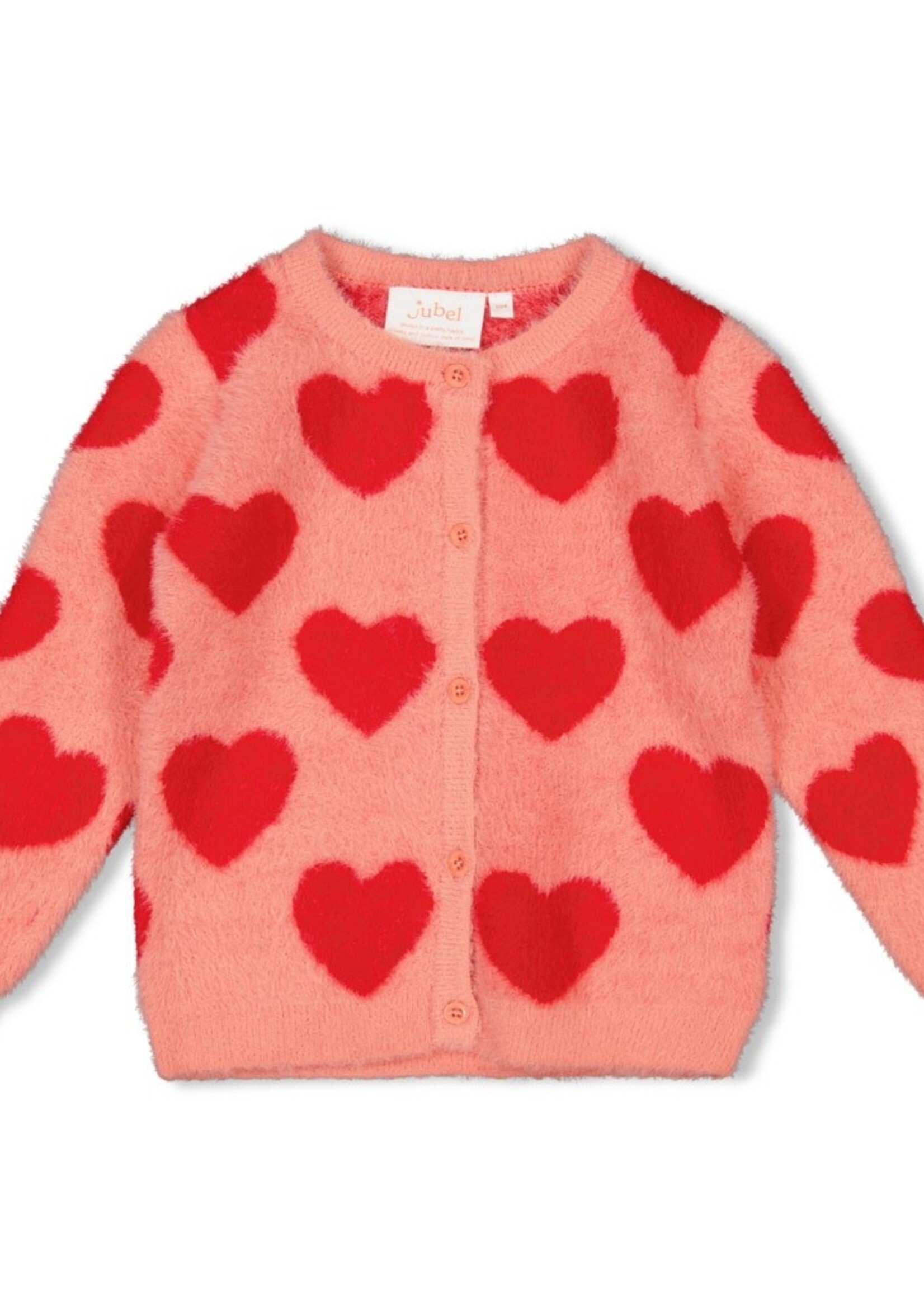 Jubel Jubel | Vest gebreid AOP - Queen Of Hearts - l.Roze