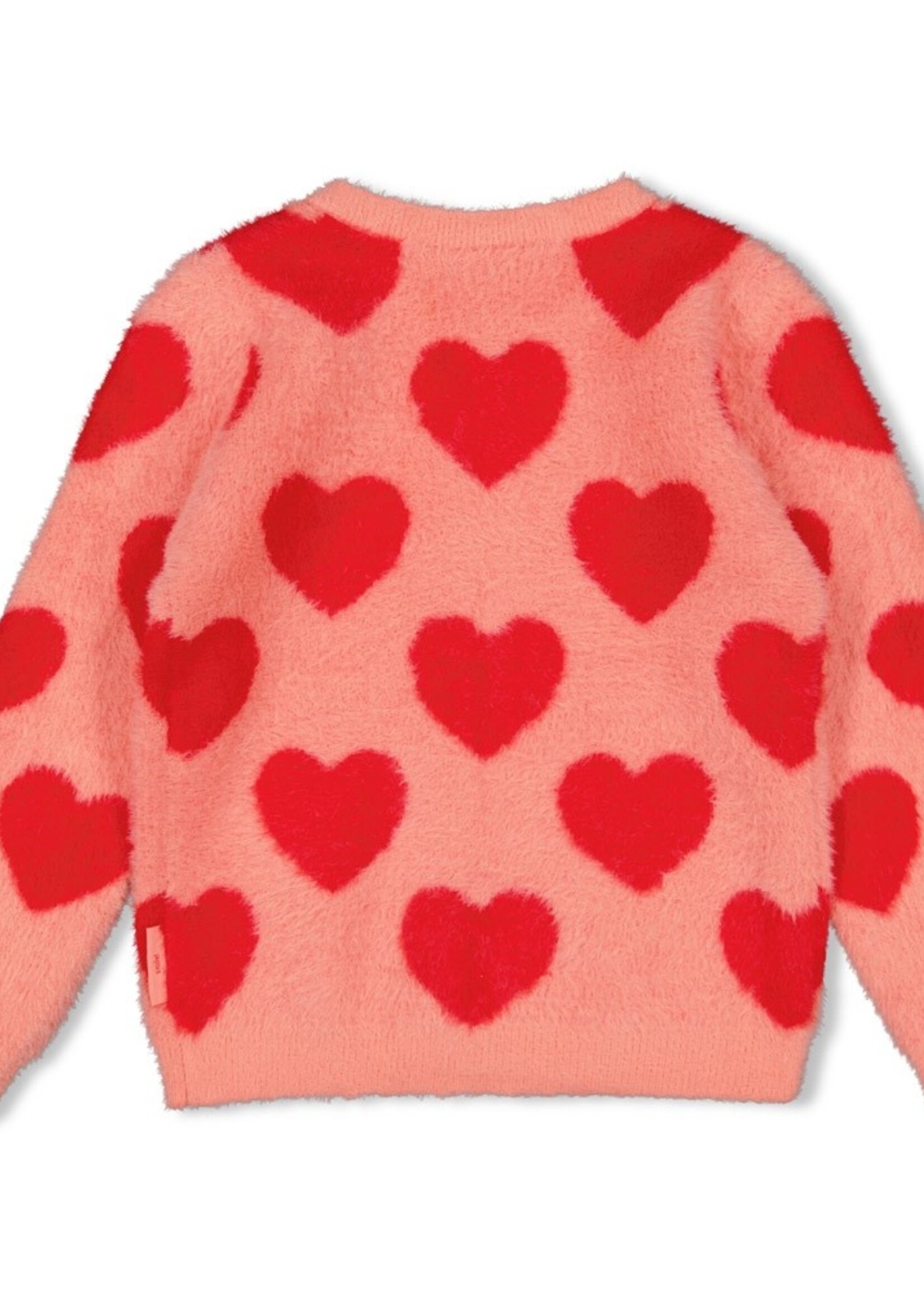 Jubel Jubel | Vest gebreid AOP - Queen Of Hearts - l.Roze