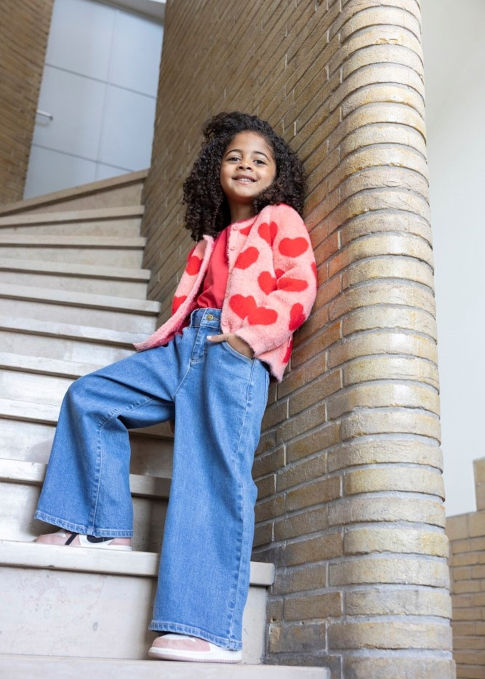 Jubel Jubel | Vest gebreid AOP - Queen Of Hearts - l.Roze