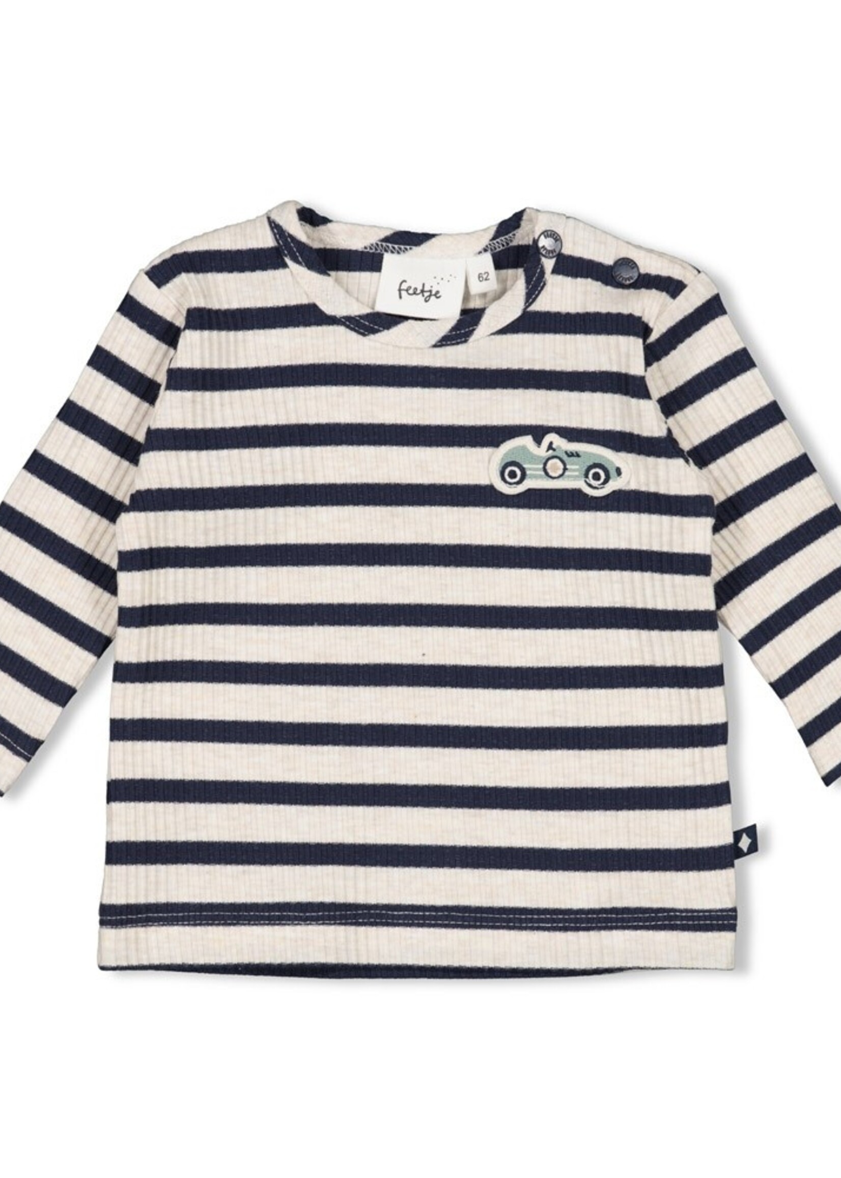 Feetje Feetje | Longsleeve rib met streep -  Let's Go! - Marine