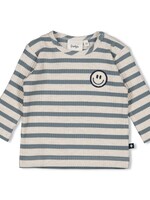 Feetje Feetje | Longsleeve rib met streep -  Let's Go! - Petrol
