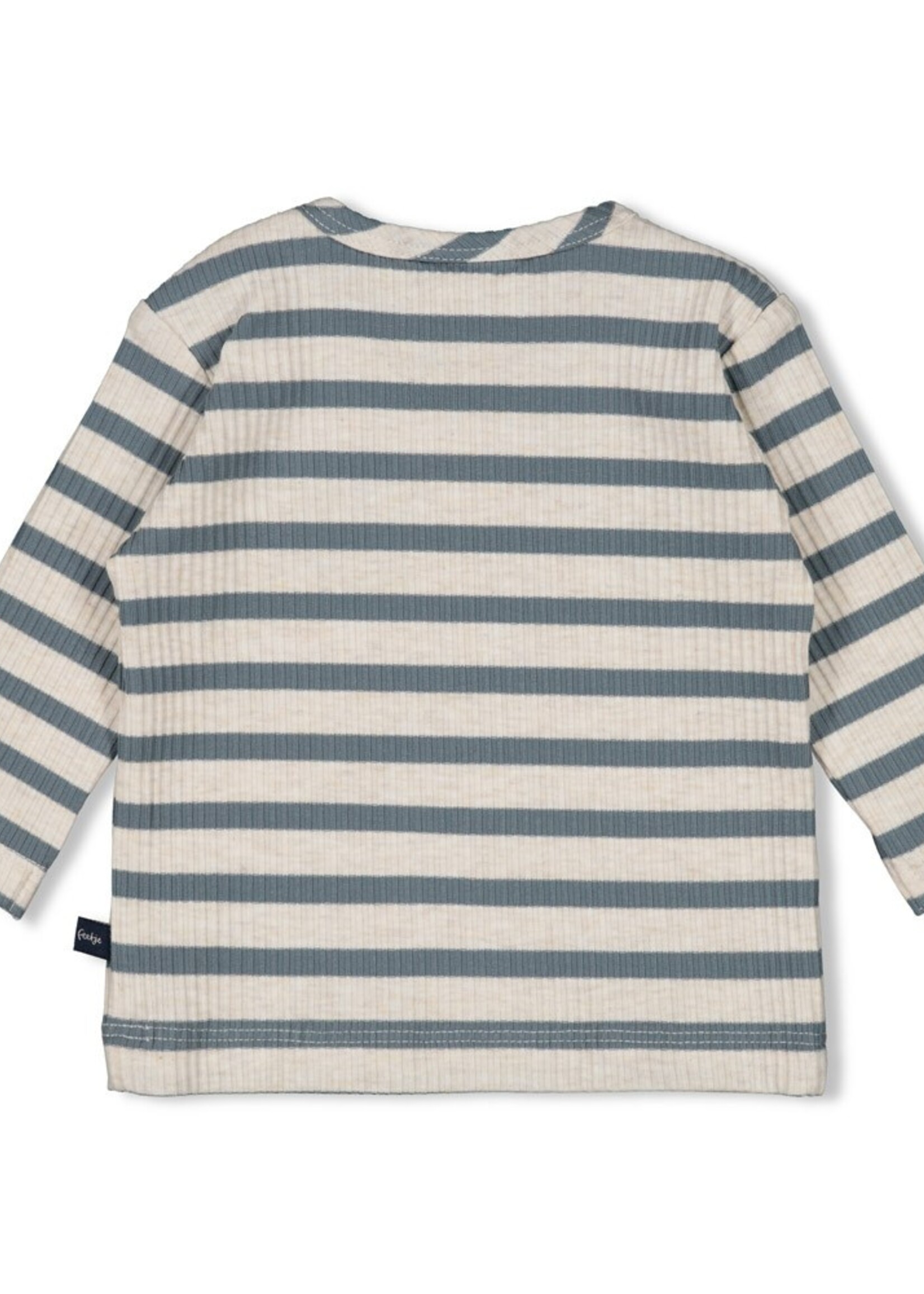 Feetje Feetje | Longsleeve rib met streep -  Let's Go! - Petrol