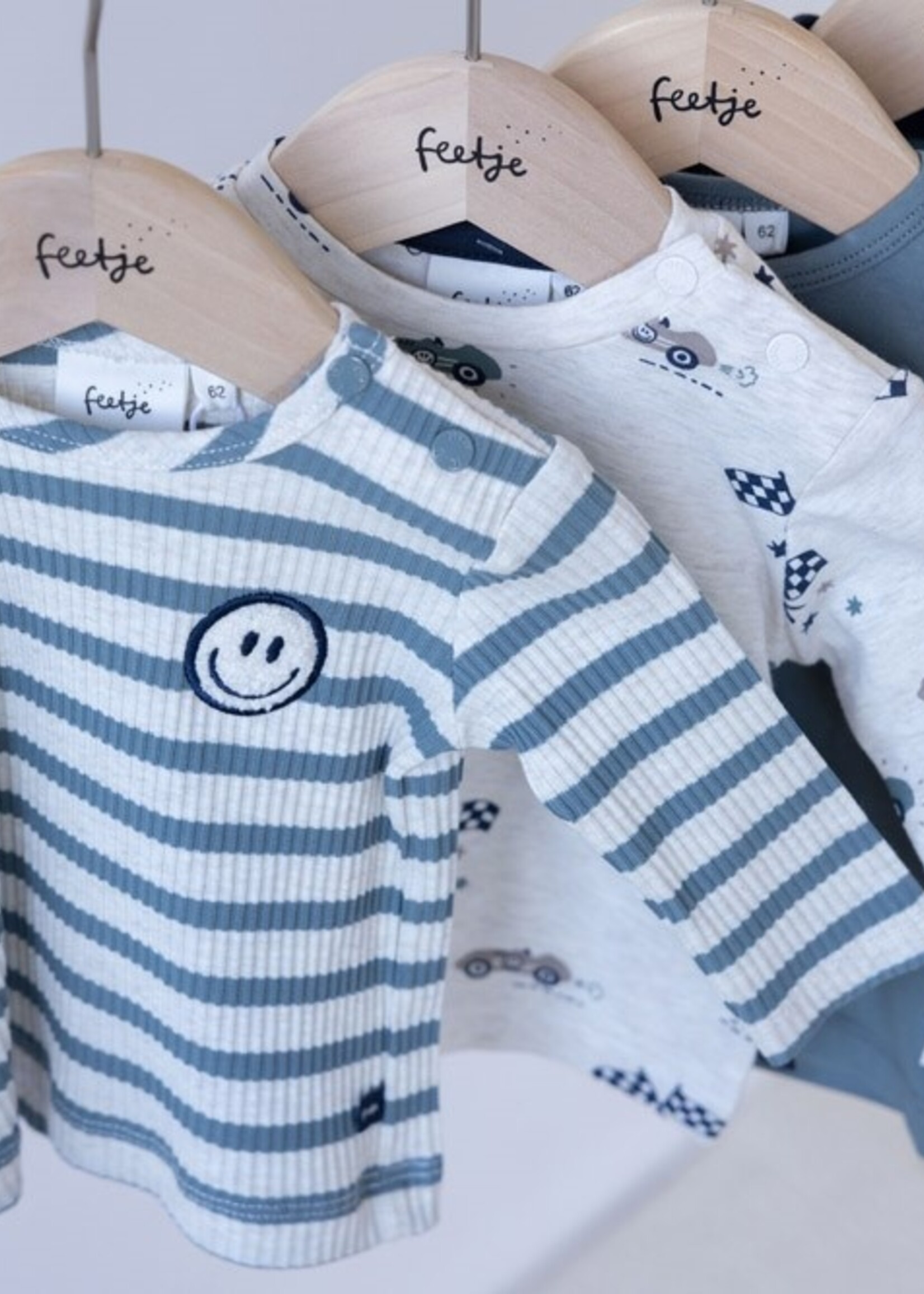 Feetje Feetje | Longsleeve rib met streep -  Let's Go! - Petrol