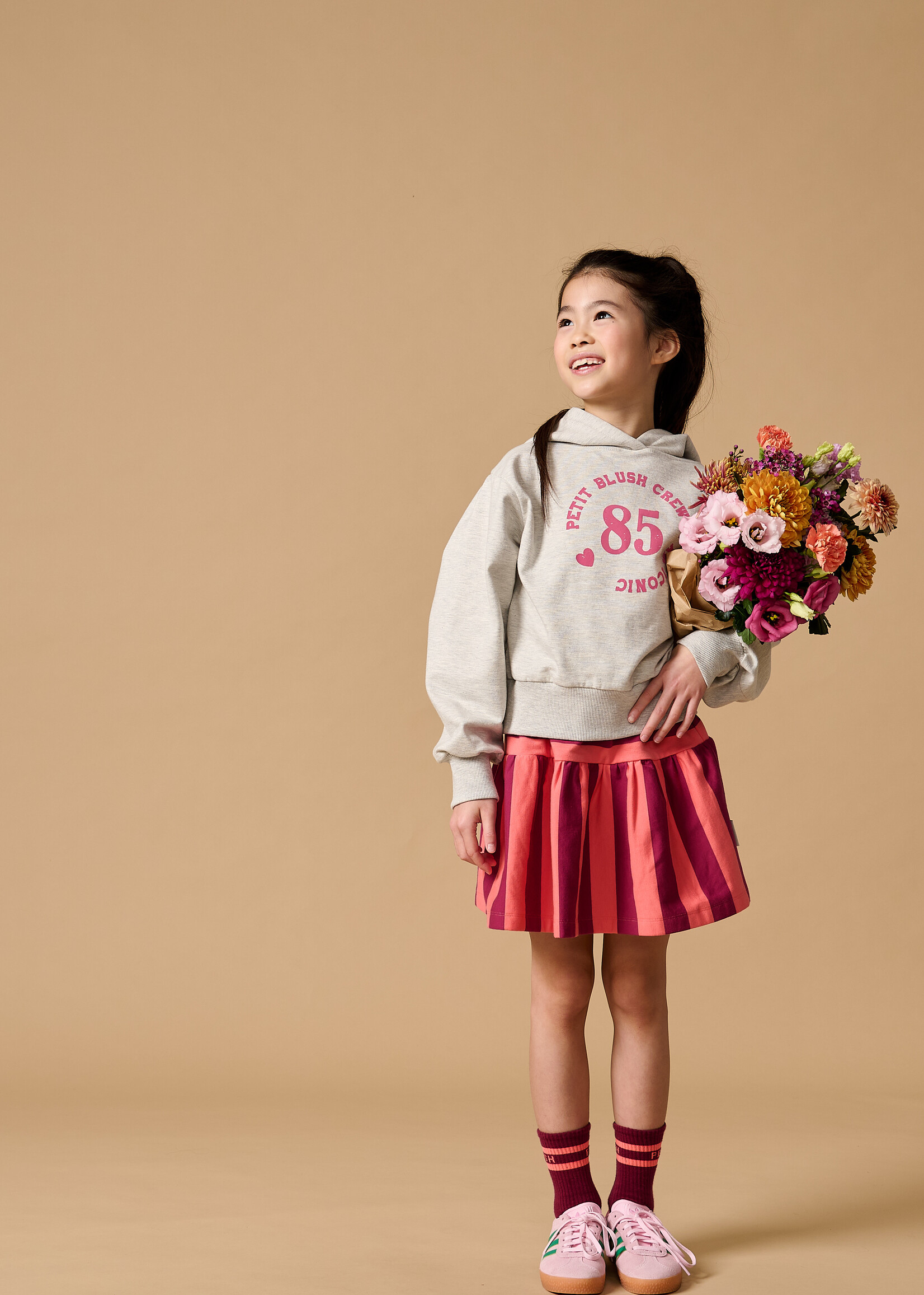 Petit Blush Petit Blush | Ruffle skirt Stripe - Peach/Bordeaux