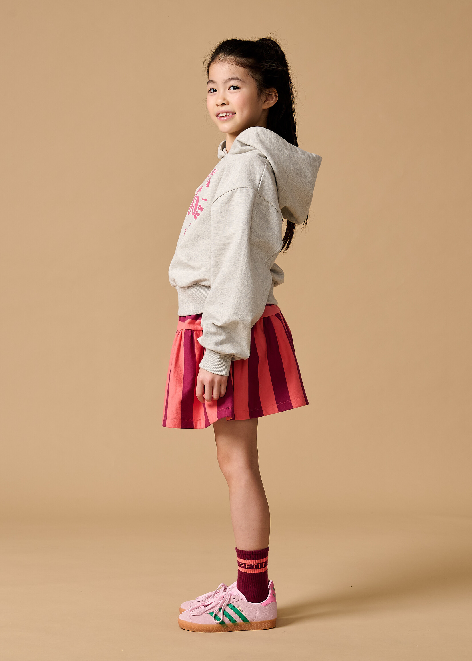 Petit Blush Petit Blush | Ruffle skirt Stripe - Peach/Bordeaux